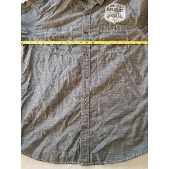 House Of Blues Womens Gray Chambray Button Up Cotton Shirt Top L - Picture 8 of 12